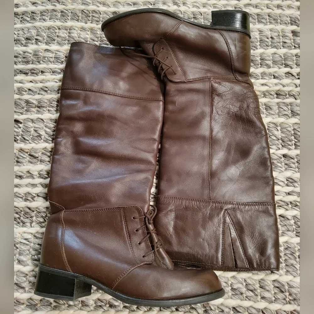 Blondo Brown Leather Lace-Up Riding Boots Size 8,5